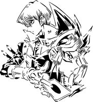 Yugi and Kaiba stencil 2 by Longquang