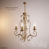 Shabby Vintage Metal Crystal Chandelier