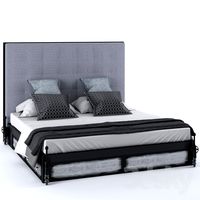 Industrial style bed with linen