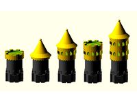 Parametric Tower Tops for Modular Castle Playset by Bikecyclist
