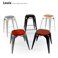 Louix hair High and stool 3D Model