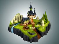 Low Poly Stylized Castle Environment 3D Model