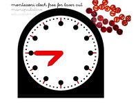 Montessori Clock with stand-box movable hands and numbers educative for laser cut by atamblay
