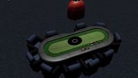 Poker Table with Detailed Chips and Cuchion Chairs 3D Model