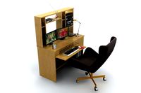 Desk Set Working Computer 3D Model