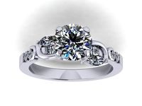 Each Side Emerald Stone Diamond Ring 3D Model