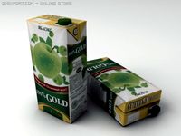 Juice Carton Pack 100 Gold 3D Model