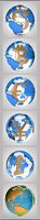 Globe with diffrent currency symbols set