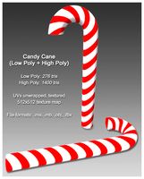 Candy Cane (Low Poly + High Poly)