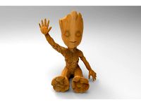 baby groot sitting waving by dav88