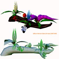 Flowers on trunk Lowpoly