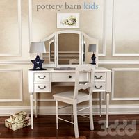 Pottery Barn,Blythe Desk And Mirror Vanity Hutch