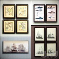 Картина в раме: 14 шт (сборник 34) Морская тема