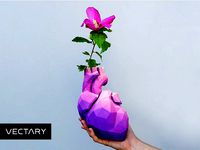 Low Poly Heart Vase by VECTARY