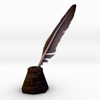 low poly quill pen and ink bottle3d model