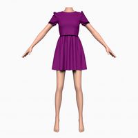 Crimson Short Dress3d model