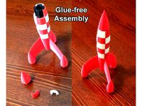 Moon Rocket for single extruder printer (adhesive-free assembly) by Phanto