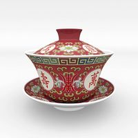 Chinese Ceramic Gongfu Tea cup Set - Gaiwan 3D Model