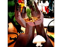 Rough Poly Hand Flowerpot by Despild