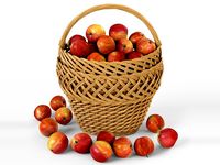 Wicker Basket 01 with Apples 3D Model
