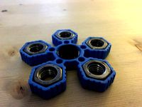 Fidget Hand Quintuple Spinner with 5xM14 hex nuts REMIX by Inertie_3D