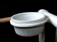 PVC bird dish holder by whttigress
