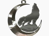 wolf + moon keychain by shura2000