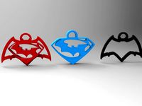 batman vs superman keychain/necklace/earrings by dav88