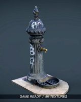 Drink fountain park street garden water town road 3D Model