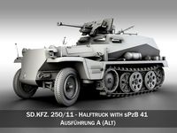 SD KFZ 250 Halftrack with antitank rifle 3D Model
