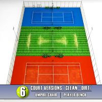 Multi tennis court stadium arena pack 3D Model