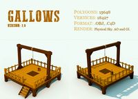 Low Poly Gallows 2 3D Model