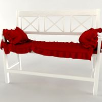 Banquette white-red 3D Model