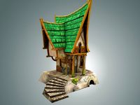 Low Poly Green House 3D Model