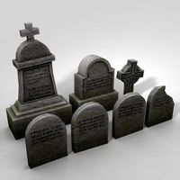 Low Poly Tombstone Set 3D Model