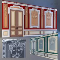 Wall with stucco and molding 3D Model