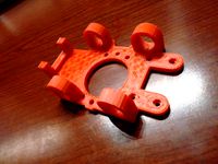 RepRap X-carriage for self-aligning bronze bushings with mount for servo for auto level by Matteo