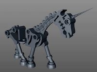 Skeletal Unicorn Split by sharktank3D
