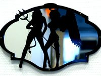 in mirror - hell and heaven angels laser cut by Folker