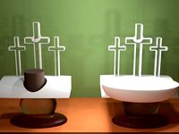 The Three Calvary Crosses - Candle Holder and Dish by AwesomeA