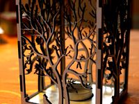 candle holder laser cut Tree & Animals wood present tea candle  by Lifelix