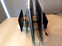 ThoughtStand - Macbook Vertical 5 Device stand + cable holder. by lesliecbarry