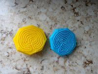 knitting project with labyrinth buttons by heartphone