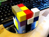 Soma Cube from recycled 25mm calibration cubes.  by Gkbeer