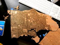 Laser cut wooden maps with public data by funvill