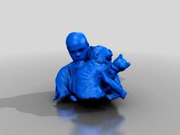 Father and child by grasshopper