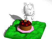 smaller hello kitty with cake by lokilaufeysen