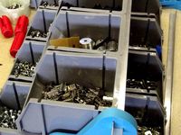 Tabletop stand for Part Bins (Harbor Freight bins) by Robosprout