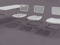 Classroom chair and table set 3D Model