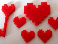 8 Bit Heart Pendant Charm Set by mortinus